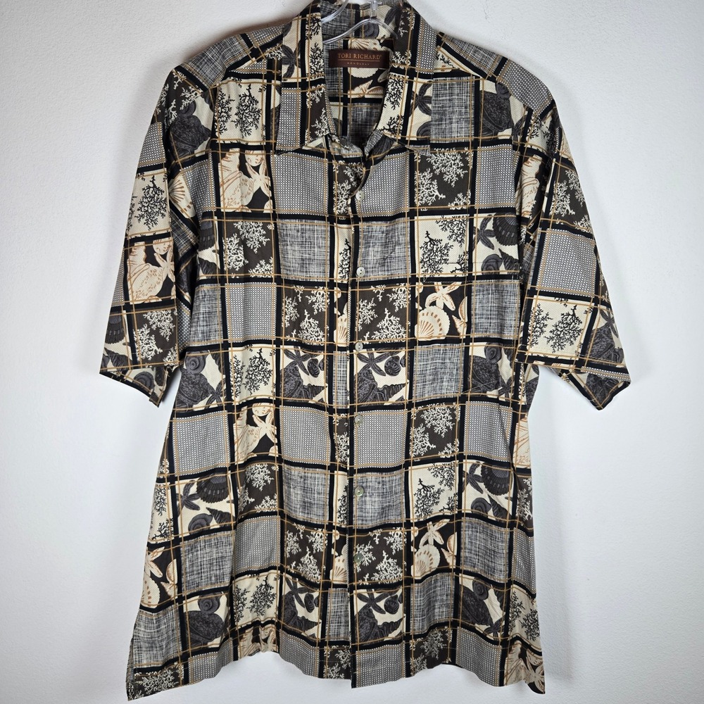 Tori Richard Honolulu Button Up Shirt Men's‎ Large Hawaiian Print Camp Tropical